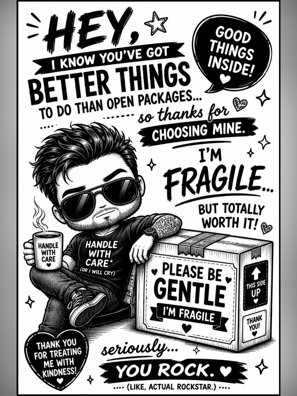 Men’s fragile stickers 4x6 50 count